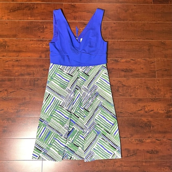 ANTHROPOLOGIE HD In Paris Ardmore A-Line Blue Green Printed Mini Dress 6 NWT - Picture 3 of 13
